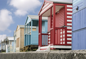Typische strandhutten in Kent