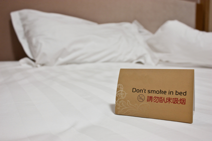 Niet roken in bed in hotelkamer in China