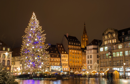 Kerstboom bij Kathedraal van Straatsburg, Frankrijk