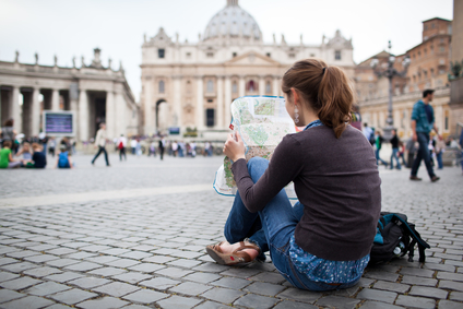 Student op vakantie in Rome