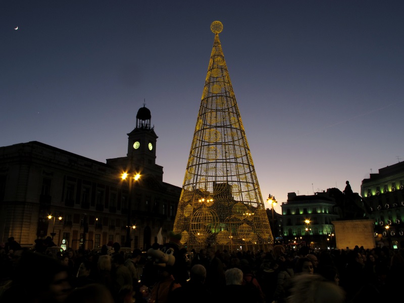 Puerta del Sol met kerst in Madrid