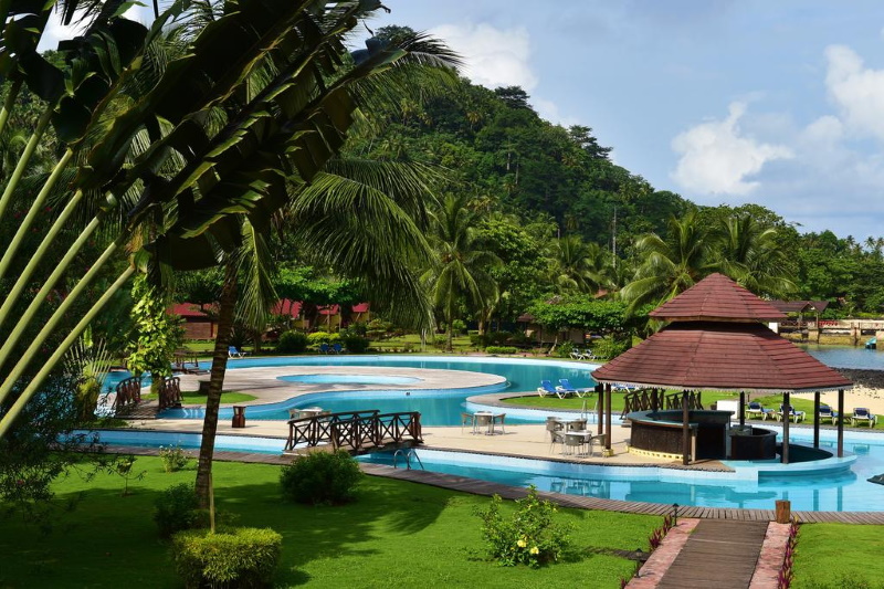 Resort op eiland Rolas in Sao Tomé en Principe
